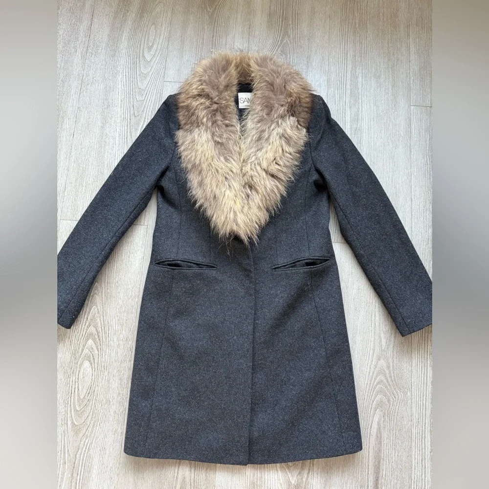 Fur-Trimmed Coat in Dark Gray - Picture 2 of 6